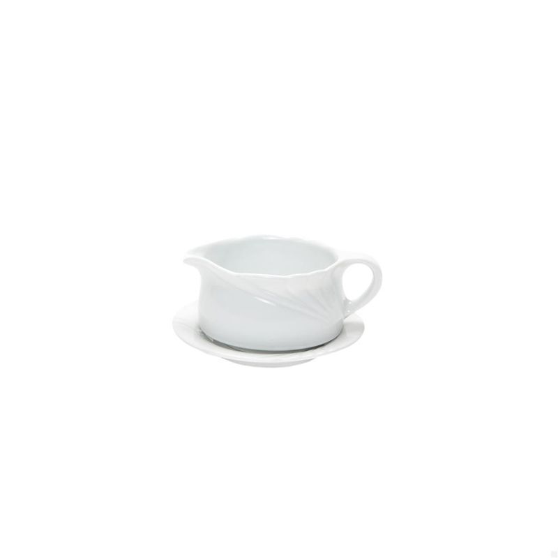 Eschenbach 30 cl sauce boat with saucer Ambiente porcelain with delicate reliefs for horeca use