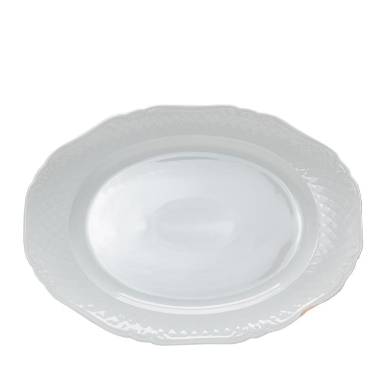 28 cm Eschenbach La Reine oval plate in porcelain, classic relief design, for professional horeca use.