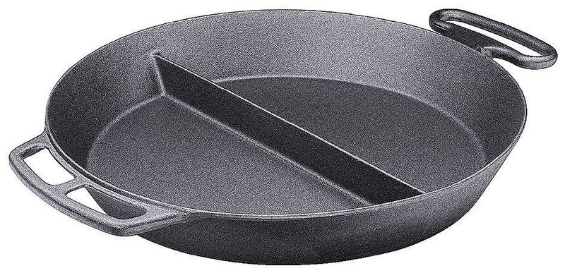 Giant Cast Iron Pan with Central Bar 80 cm 2 Compartments - Contacto