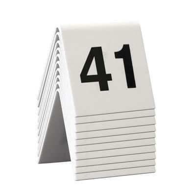 Securit table numbers 41-50 5x4 cm white for horeca use