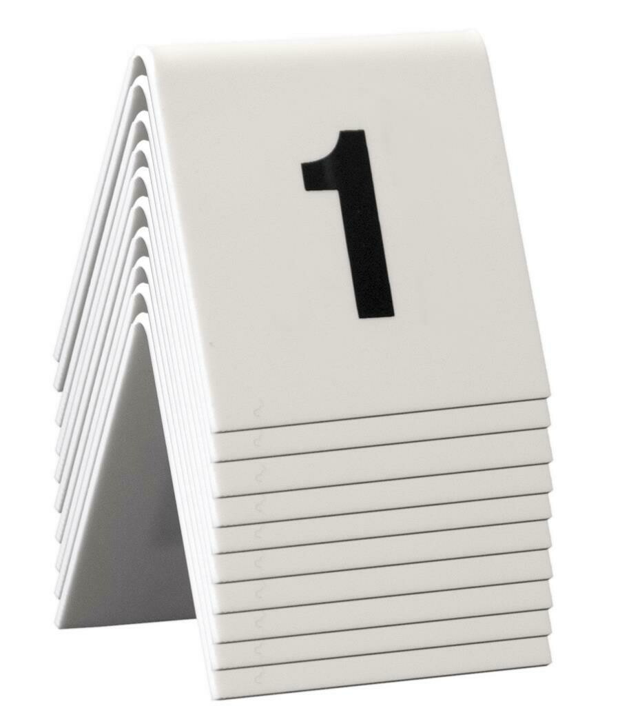 Securit table numbers 1-10 5x4 cm white for horeca use