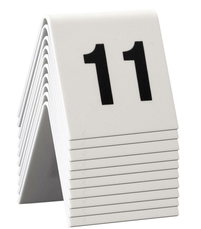 Securit table numbers 11-20 5x4 cm white for horeca use