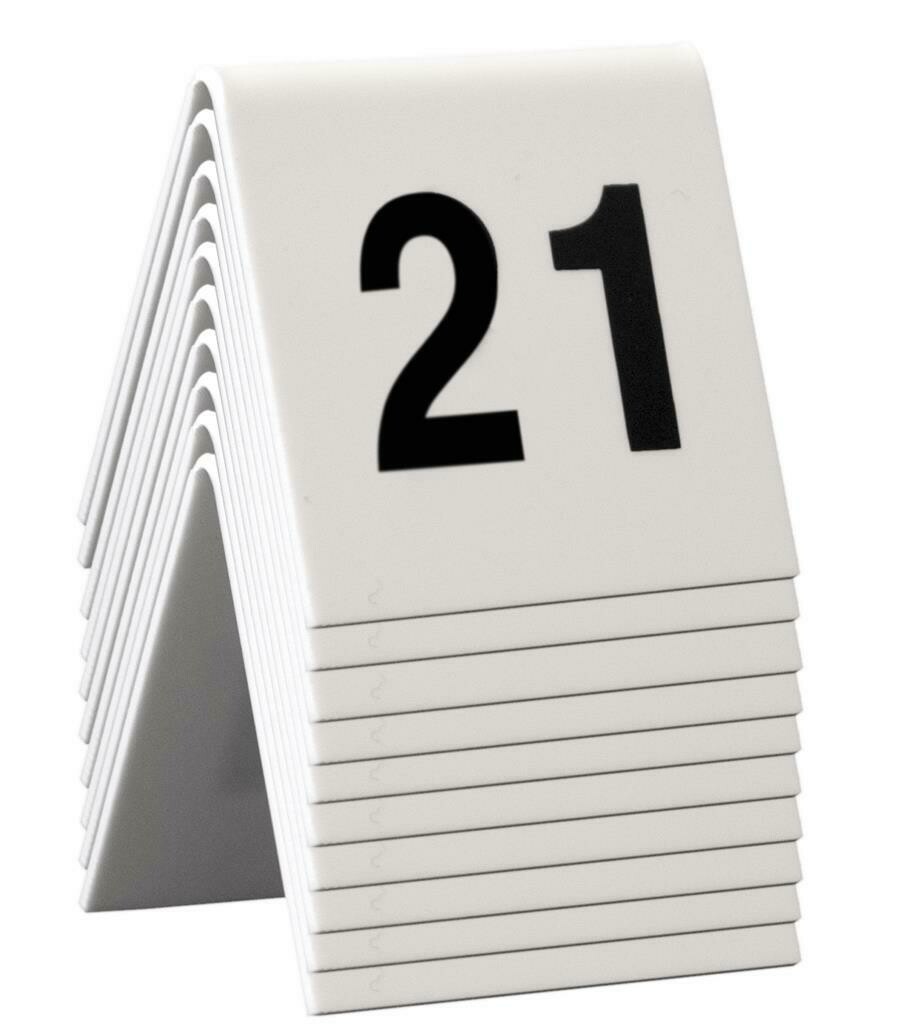 Securit table numbers 21-30 5x4 cm white for horeca use