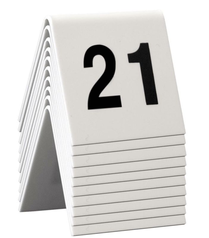 Securit table numbers 21-30 5x4 cm white for horeca use