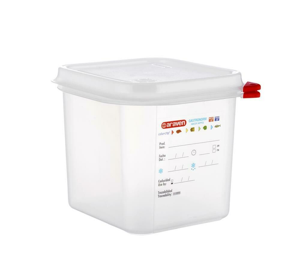 Araven GN 1/6 2.6 L polypropylene container with lid for professional horeca use