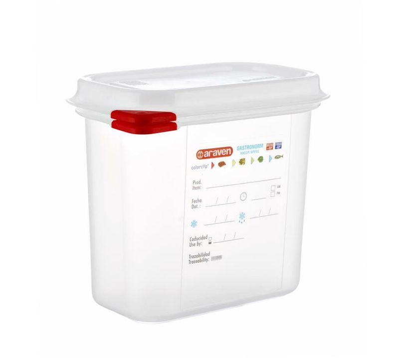 Araven GN 1/9 1.5 L polypropylene container with lid for professional horeca kitchen