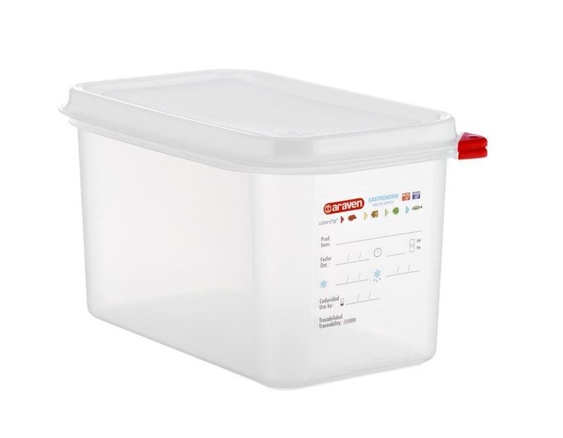 Araven GN 1/4 1.8 L polypropylene container with lid for professional horeca use