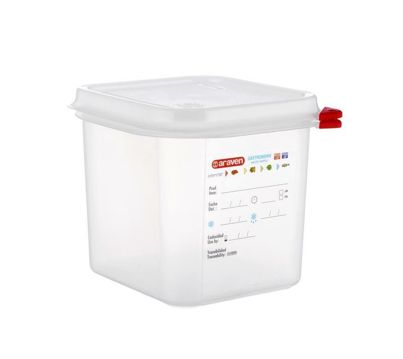 Araven GN 1/6 1.1 L polypropylene container with lid for professional horeca kitchen