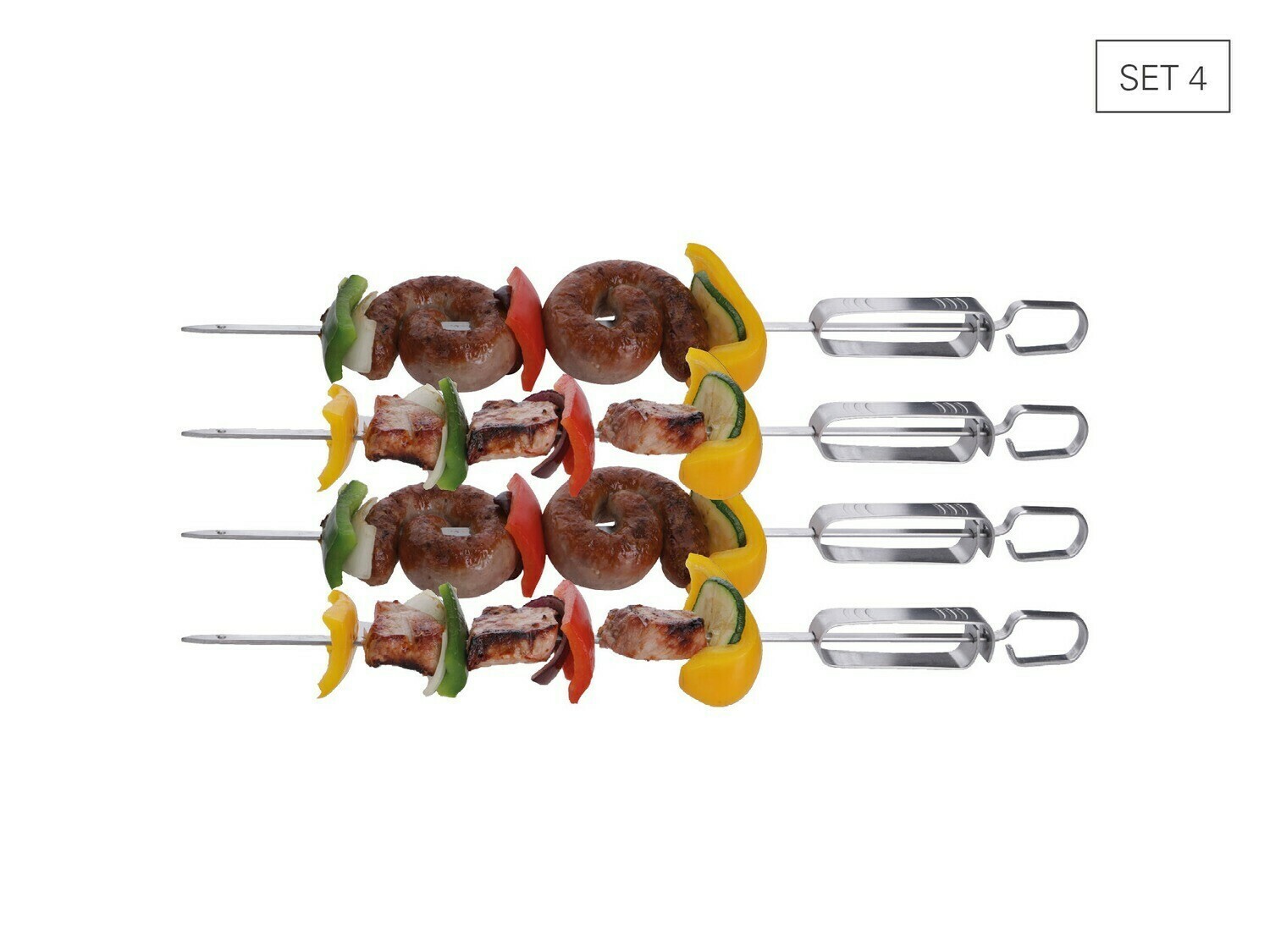 Set of 4 grill skewers with scraper 45 cm - Weis