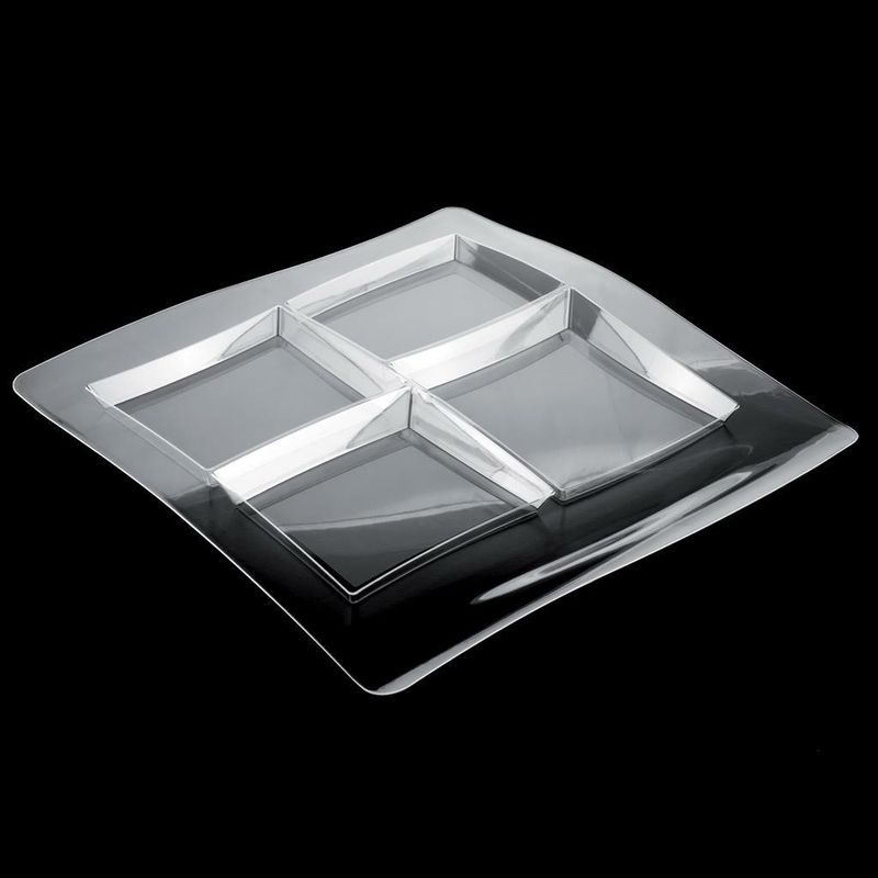 Appetizer Dish 36 x 35 cm Transparent - Gold Plast
