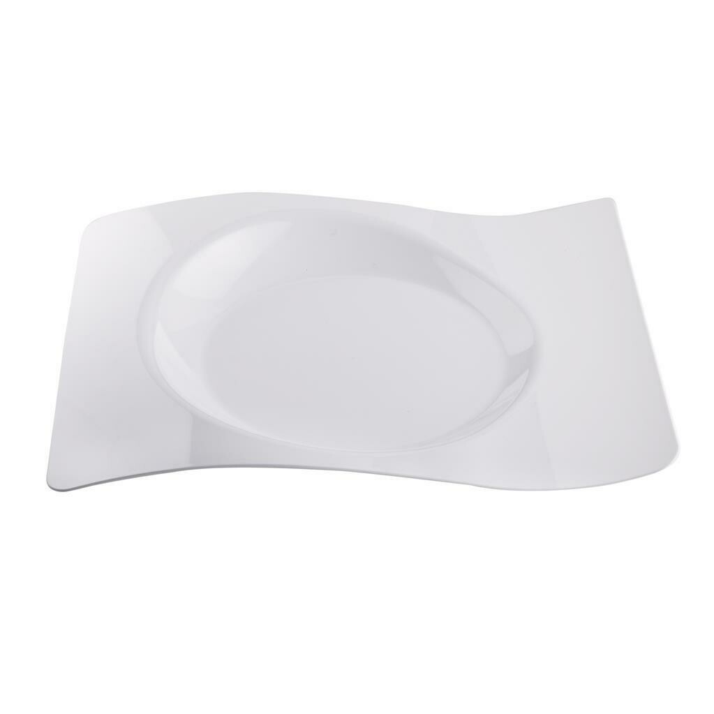 Set of 12 Plates Onda 28 x 23 cm White - Gold Plast