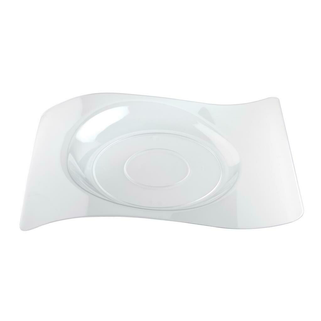 Set of 12 Plates Onda 28 x 23 cm Transparent - Gold Plast