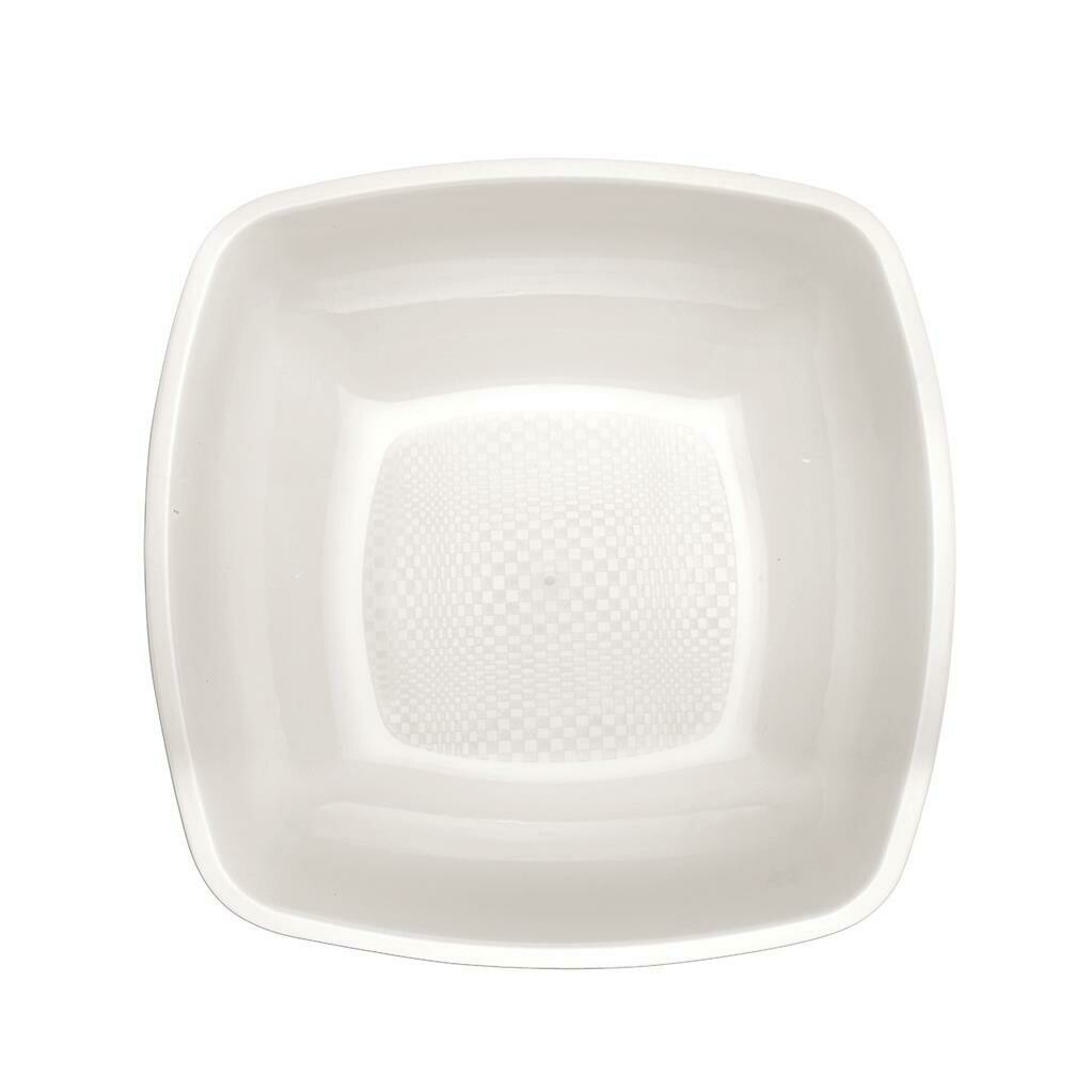 Set of 25 Square Deep Plates 18 x 18 cm White - Gold Plast