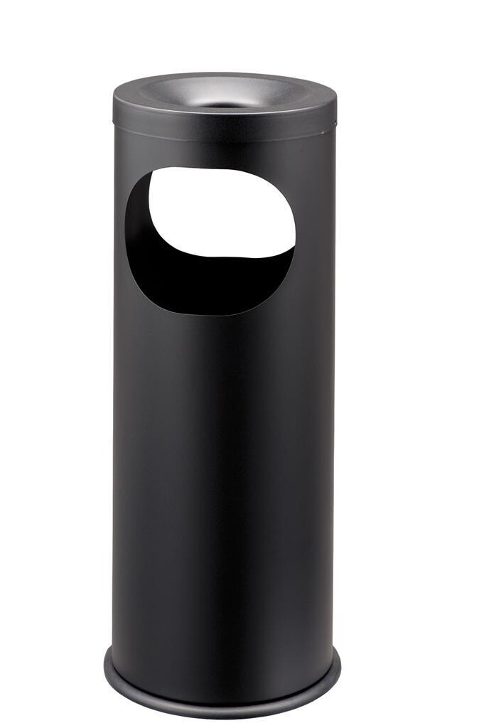 Medial DOS 19 L black ashtray with waste bin in painted stainless steel