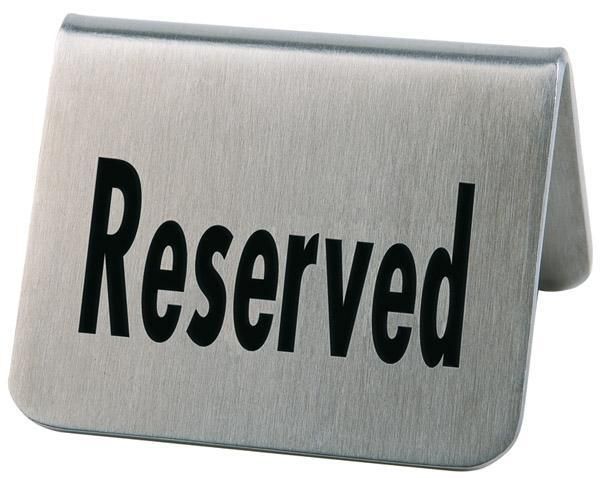 APS Reserved table sign 5x5.5 cm stainless steel horeca