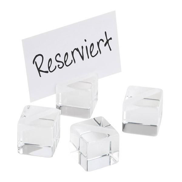 APS set 4 card holders Würfel 6.5x9.5 cm acrylic horeca