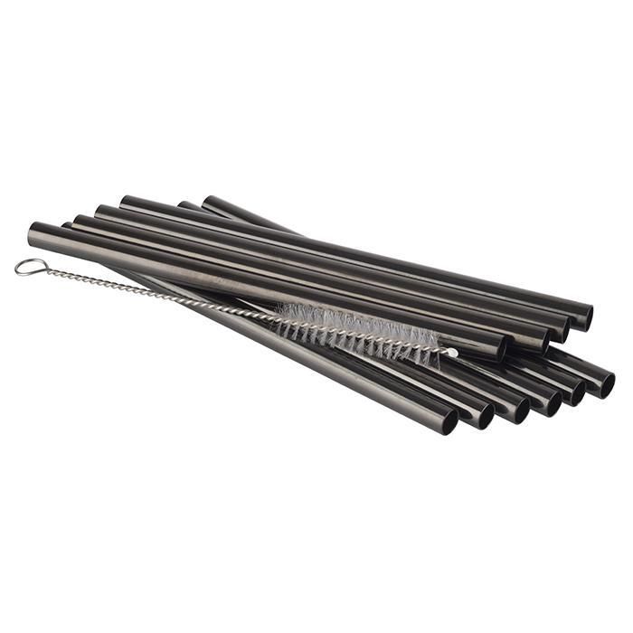 APS Strohhalm schwarz 15 cm Edelstahl Gastronomie