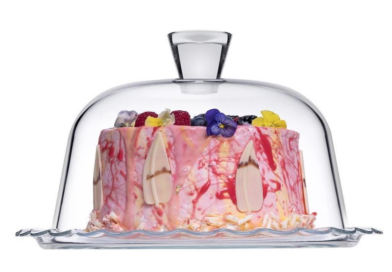 Pasabahce 26.4 cm cake plate with dome glass for horeca use