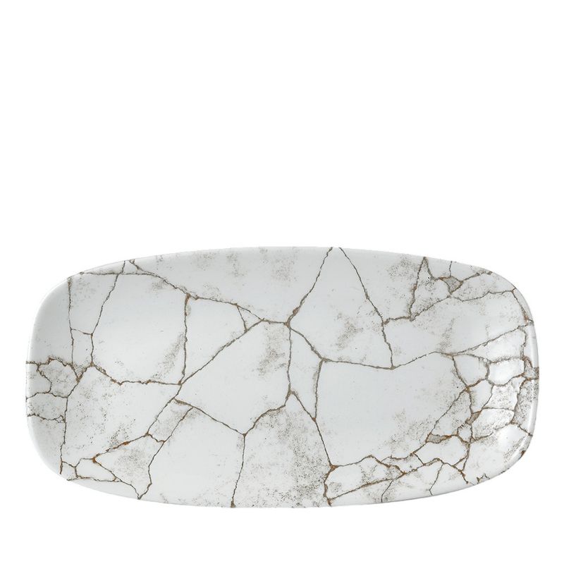 Oblong Plate 29.8 x 15.3 cm Studio Prints Kintsugi Agate Grey - Churchill