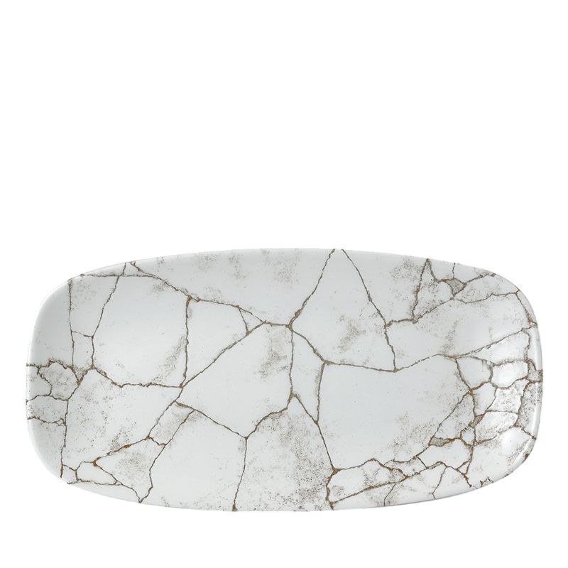 Ovaler Teller 35,5 x 18,9 cm Studio Prints Kintsugi Agate Grey - Churchill