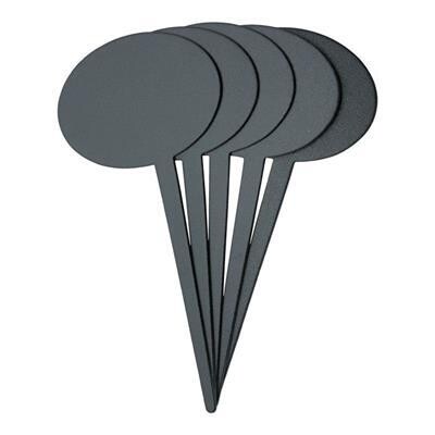 Set of 5 Chalkboard Tag 8 cm Silhouette Round Black - Securit