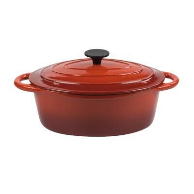 Ilsa Oval casserole 29 cm enameled cast iron red Normandie horeca