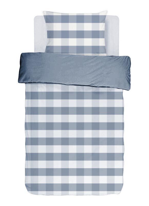 Checked Duvet Cover Set with Pillowcase 140 x 200 cm Blue - Tirolix