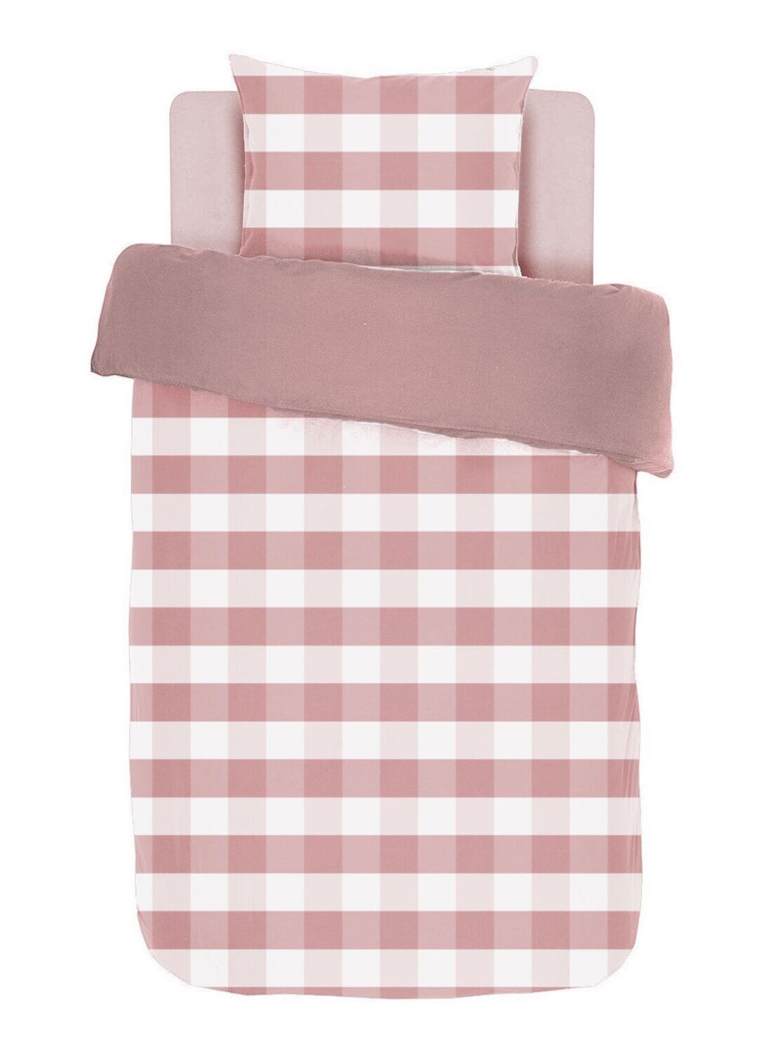 Checkered Duvet Cover with Pillowcase 140 x 200 cm Pink - Tirolix