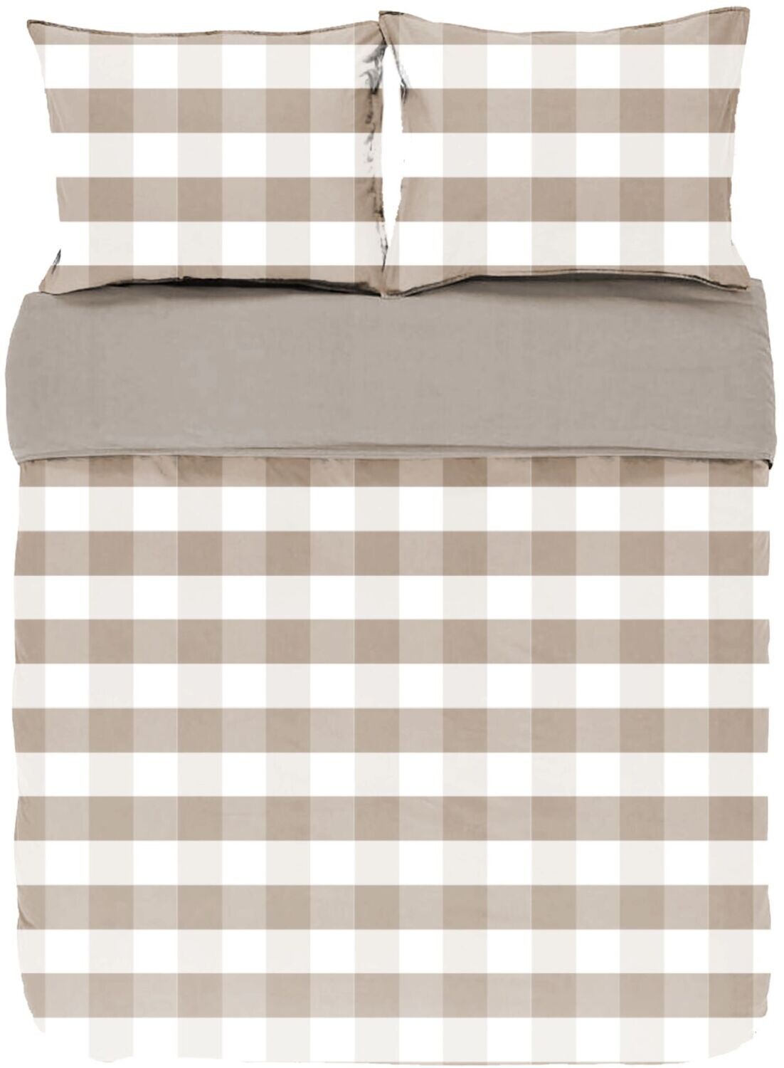 Plaid Duvet Cover with Pillowcases 240 x 220 cm Taupe - Tirolix