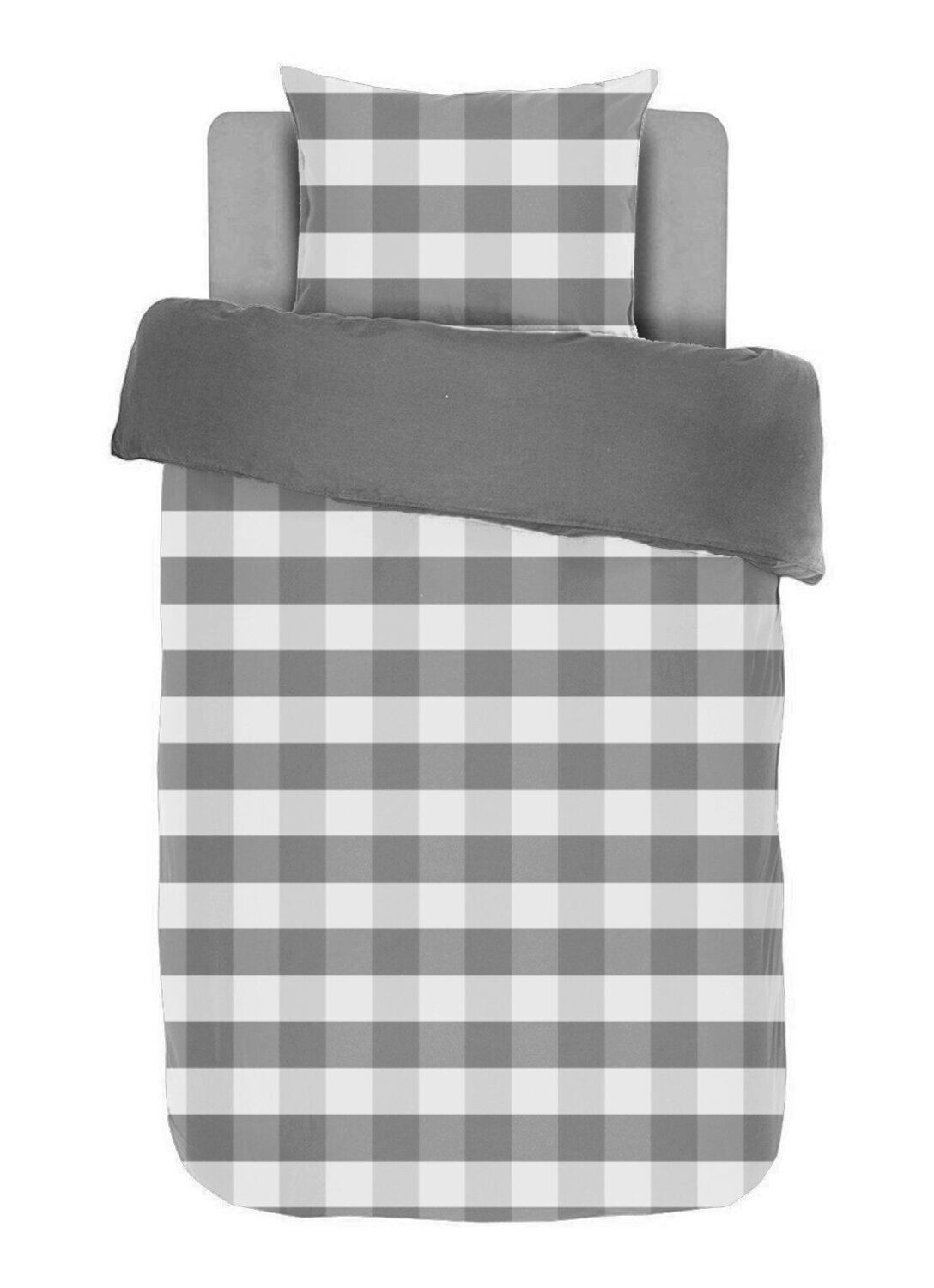 Checkered Duvet Cover with Pillowcase 140 x 200 cm Grey - Tirolix