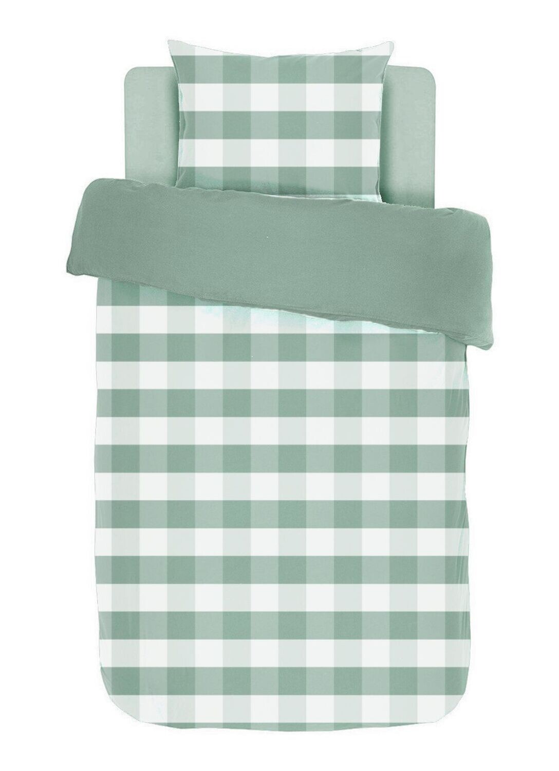 Checked Duvet Cover with Pillowcase 140 x 200 cm Green - Tirolix