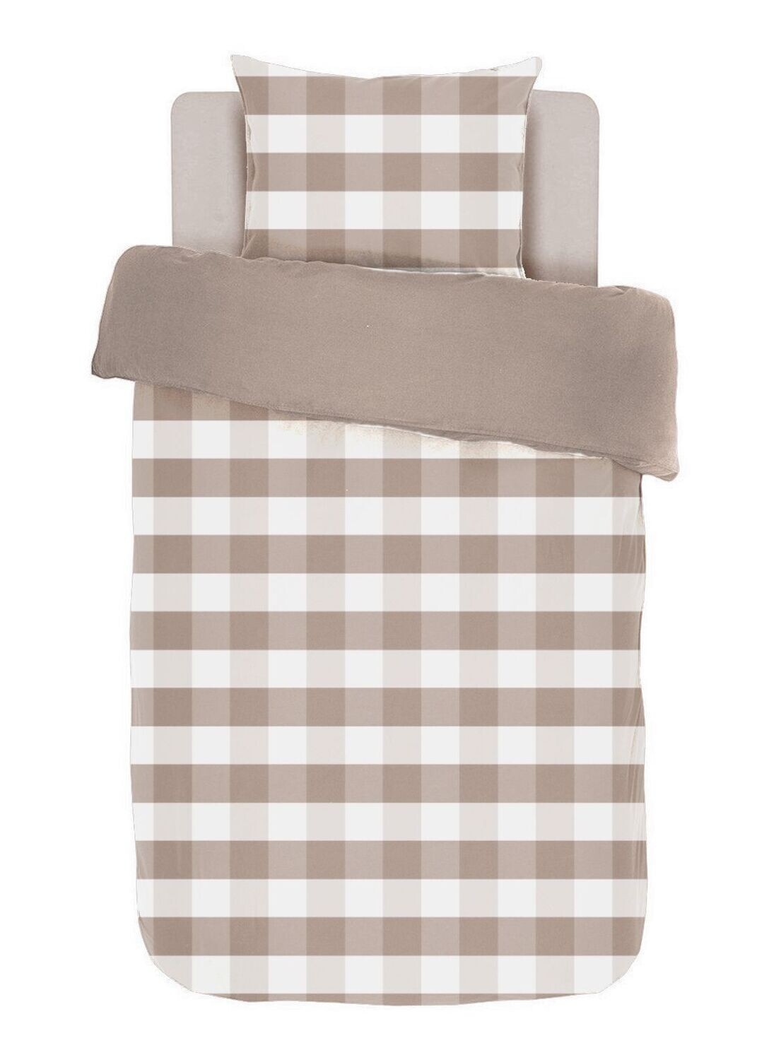 Plaid Duvet Cover with Pillowcase 140 x 200 cm Taupe - Tirolix