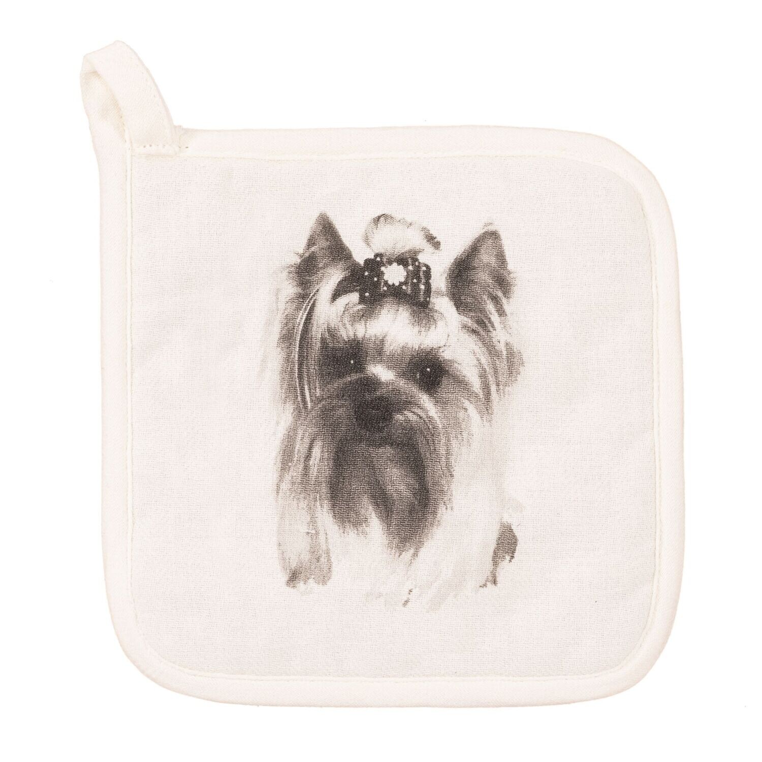 Pot Holder with Yorkshire Terrier 20 x 20 cm Cream - Tirolix