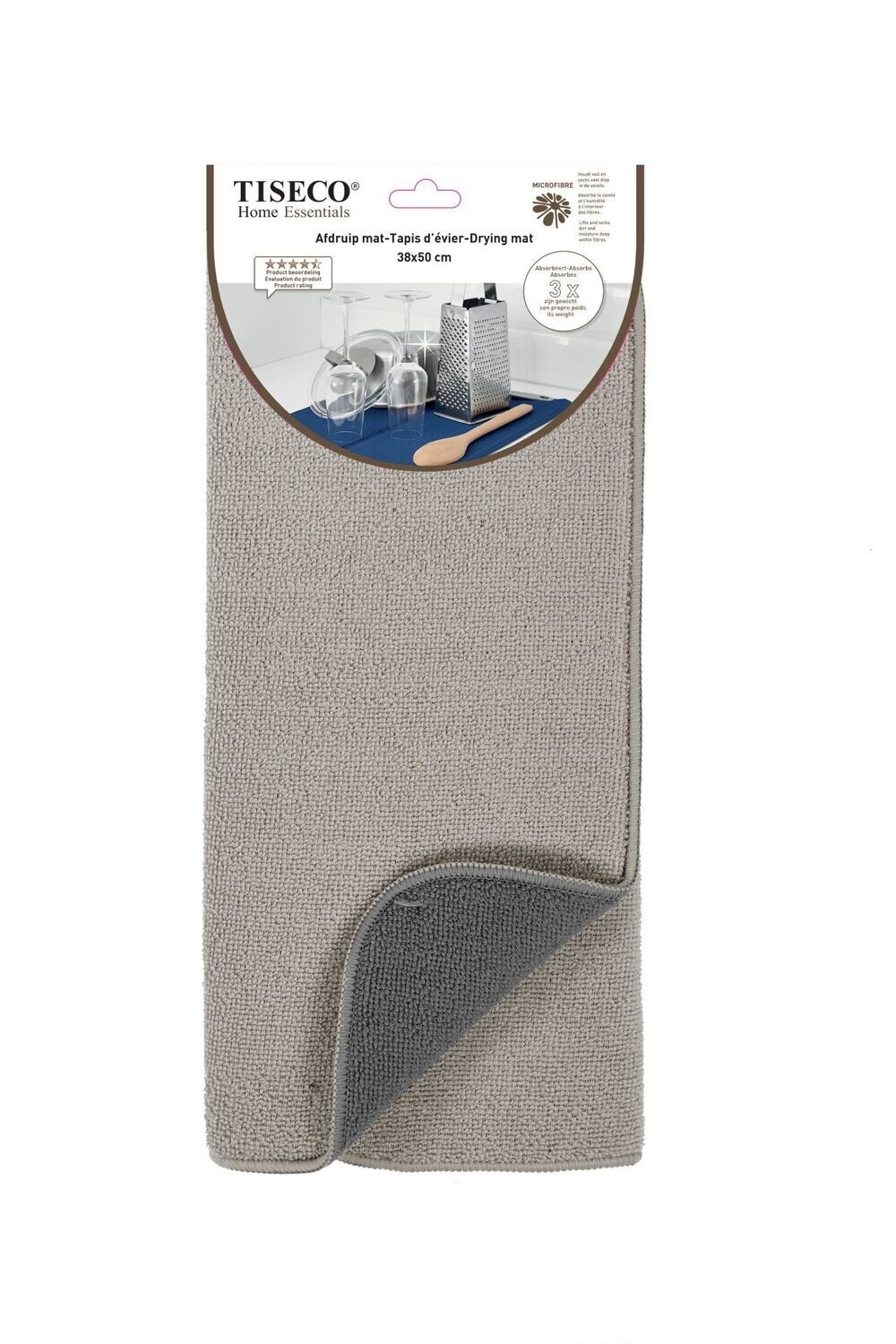 Microfiber Dish Drying Mat 38 x 50 cm Taupe/Gray - Tirolix