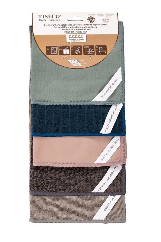 Microfiber Cloths 5 Pieces 30 x 30 cm Multicolor - Tirolix