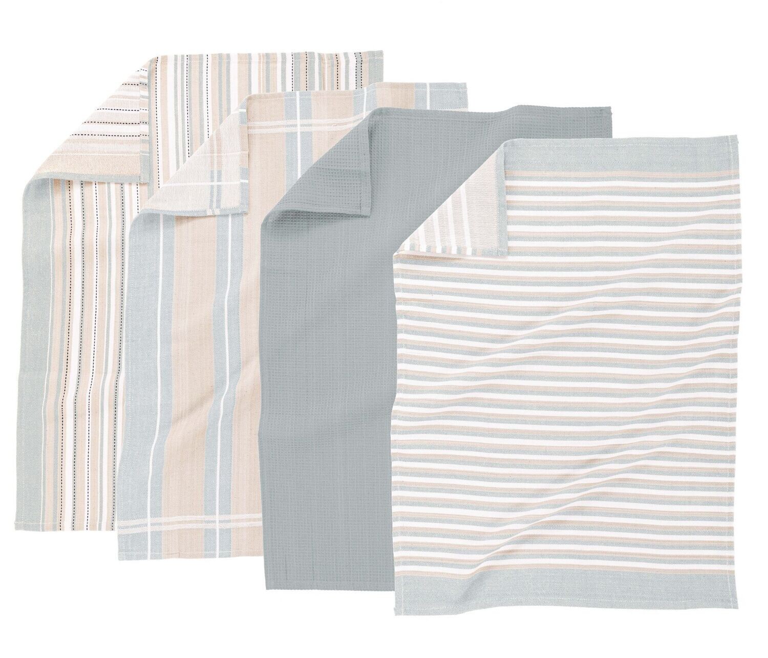 Set 4 light grey multiline tea towels 50x70 cm cotton Tirolix