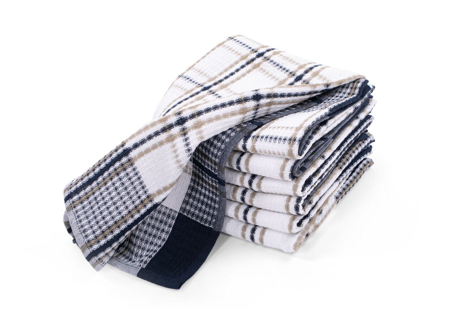 Tirolix dish towels 4 pieces blue checked cotton 50x70 cm washable 60°C