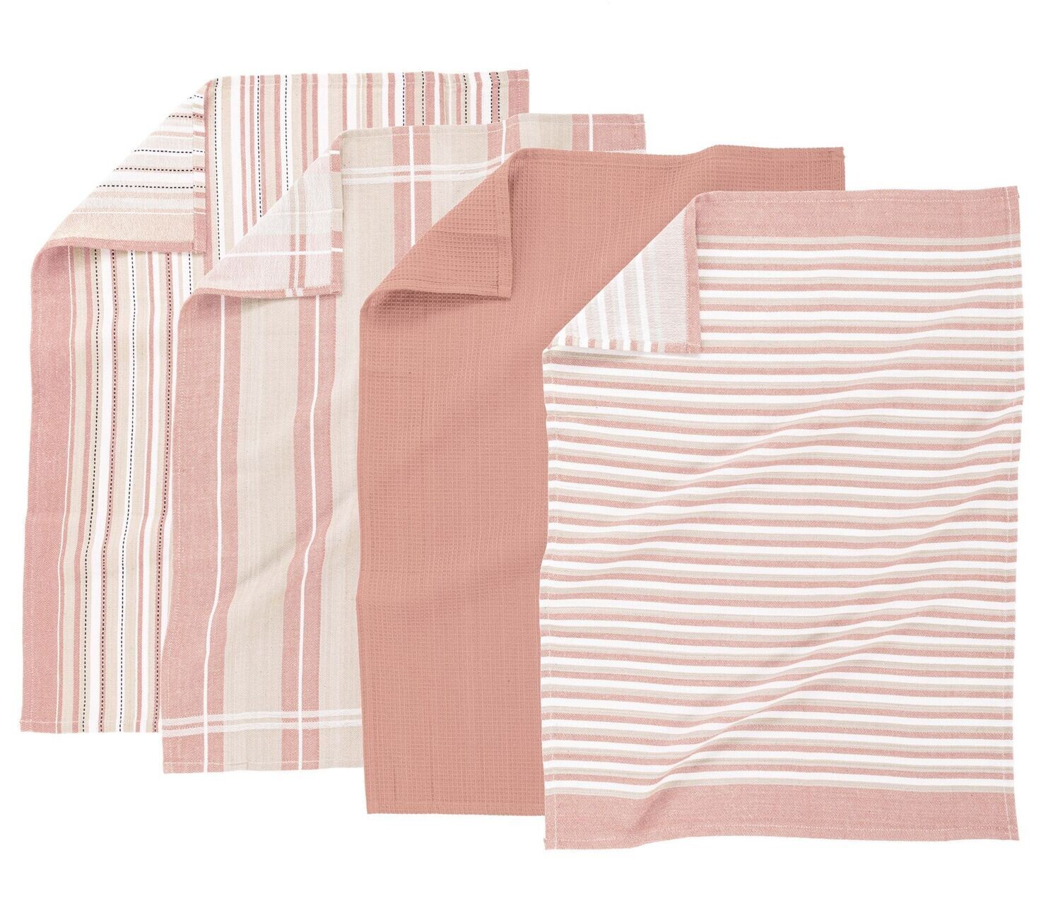 Set 4 pink multiline tea towels 50x70 cm cotton Tirolix