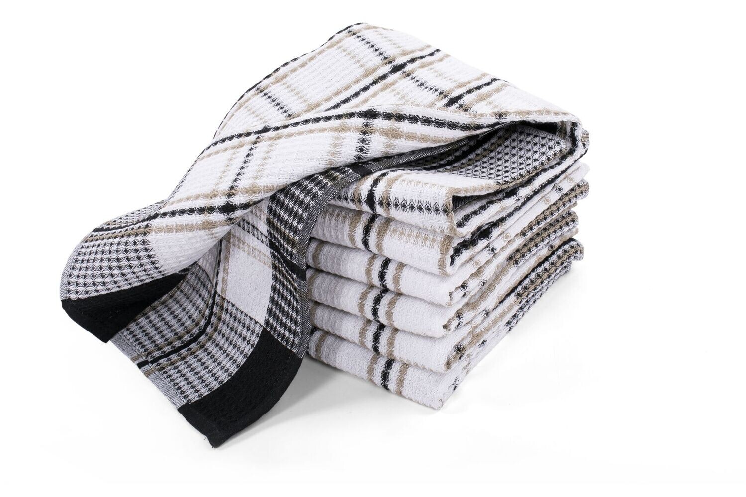 Tirolix dish towels 4 pieces black checked cotton 50x70 cm washable 60°C