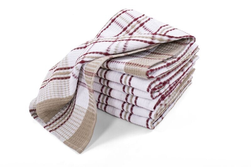 Set 4 checkered tea towels red 50x70 cm cotton Tirolix