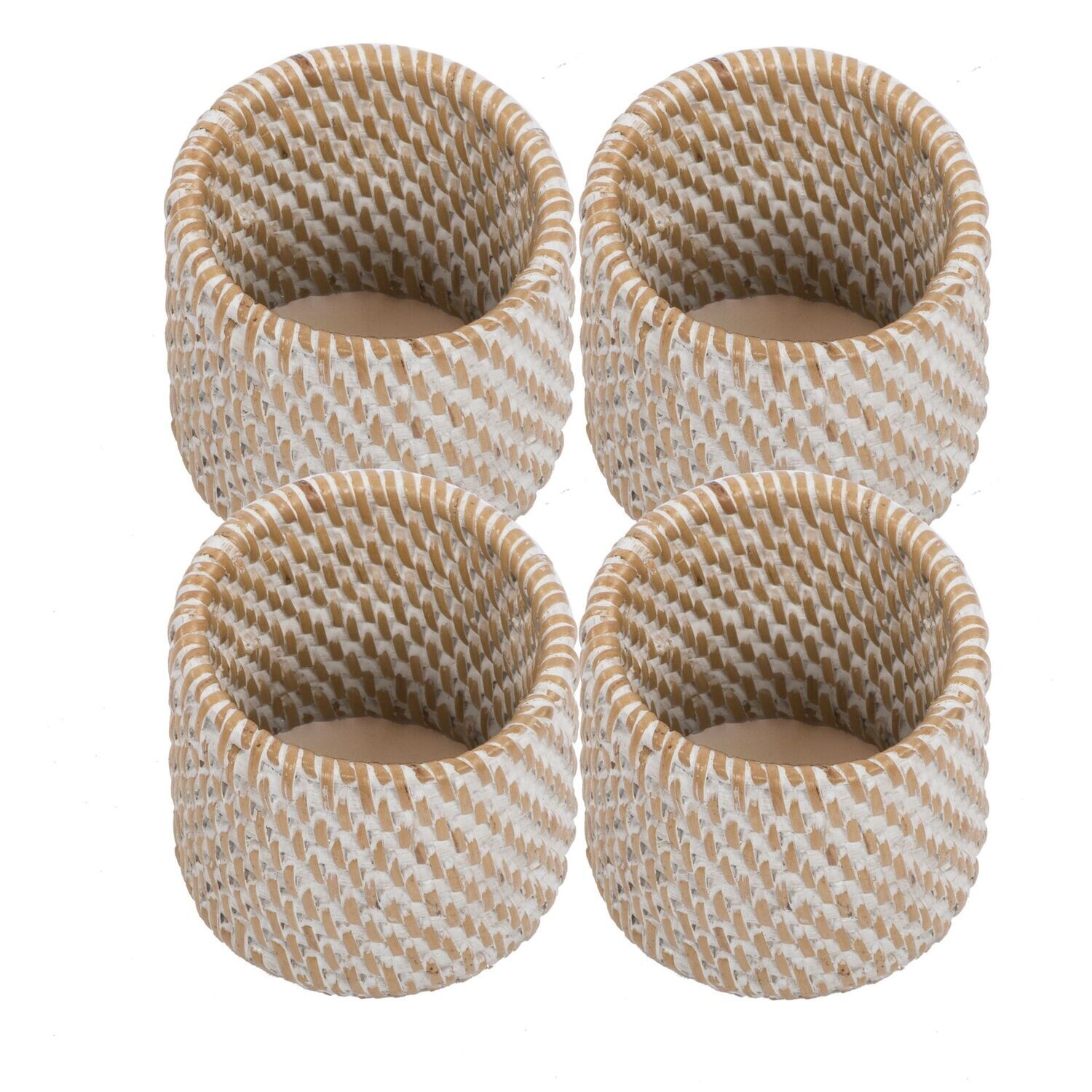 Rattan Napkin Holder 4.5x5 cm White 4 Pcs. - Tirolix