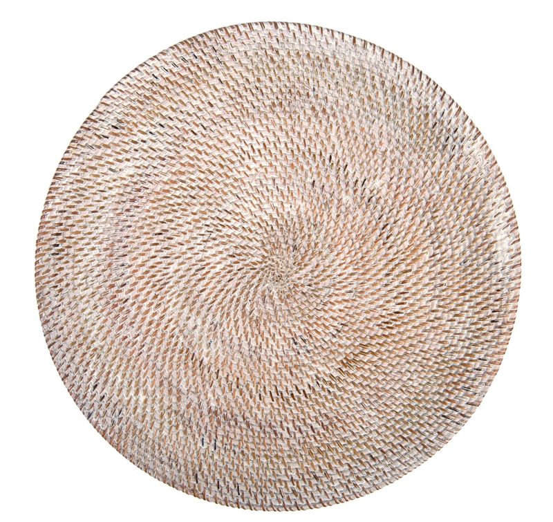 Round Rattan Placemat 36 cm White - Tirolix