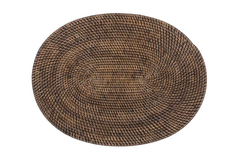 Oval Rattan Placemat 30x40 cm Dark Brown - Tirolix
