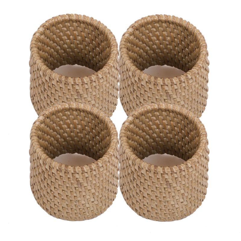 Rattan Napkin Holder 4.5x5 cm Natural 4 Pcs. - Tirolix