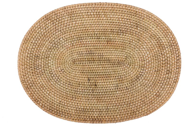 Oval Rattan Placemat 30x40 cm Beige - Tirolix