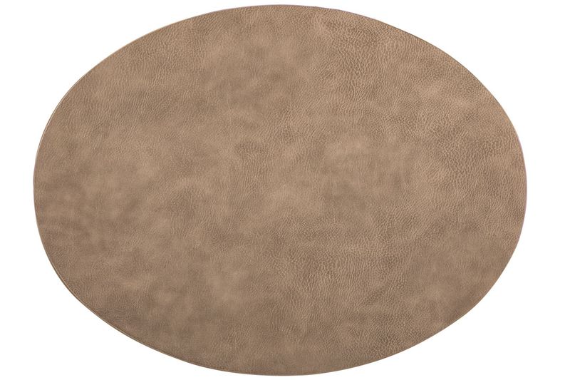 Oval Faux Leather Placemat 33x45 cm Taupe - Tirolix