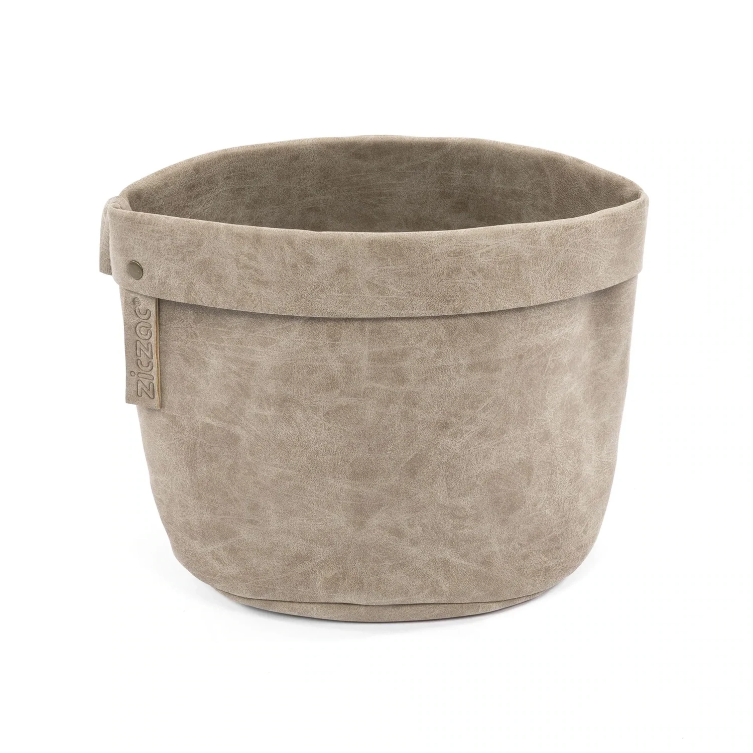 Eco-Leather Table Basket 20x20x24 cm Taupe - Tirolix