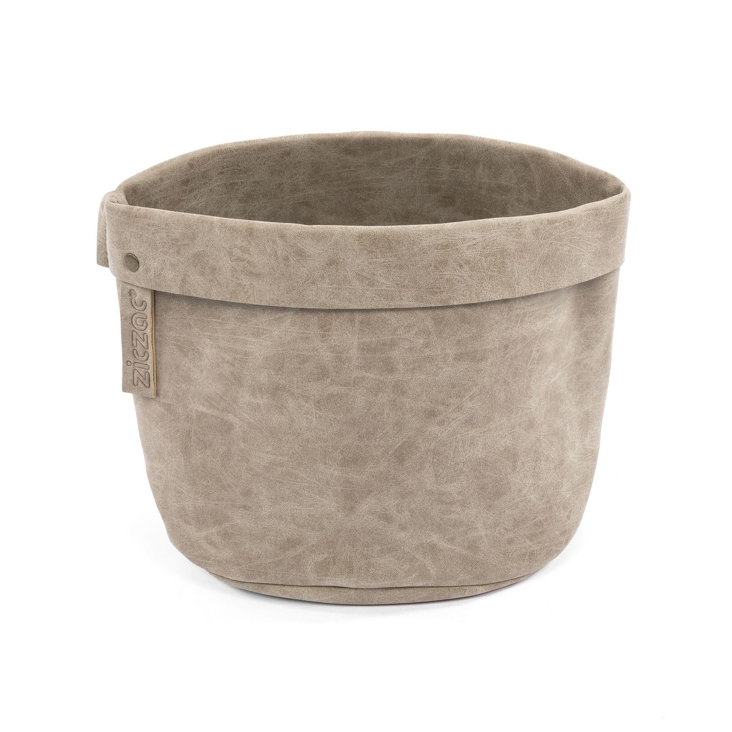 Eco-leather Table Basket 20x20x24 cm Taupe - Tirolix