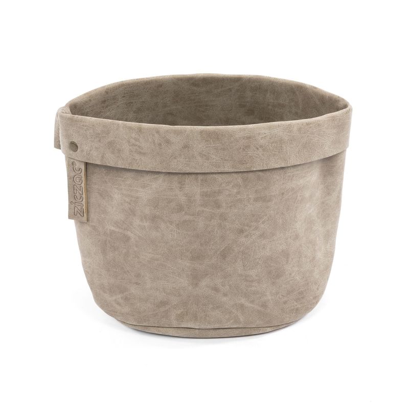 Eco-leather Table Basket 20x20x24 cm Taupe - Tirolix