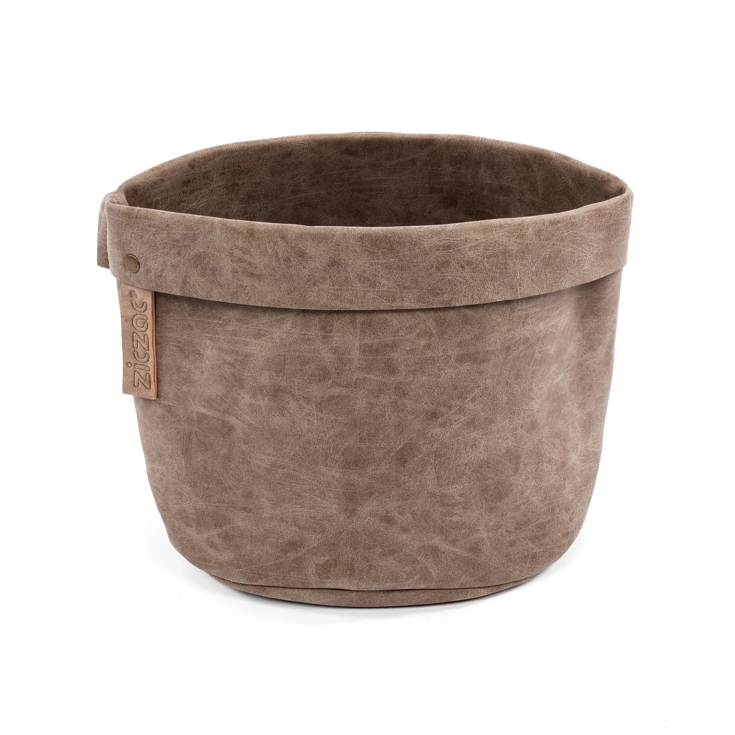 Eco-Leather Table Basket 20x20x24 cm Brown - Tirolix